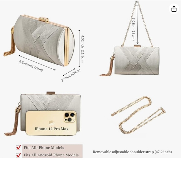 CLUTCH TASES CROSSBODY WEDDING PURSES EVENING - Picture 3 of 10